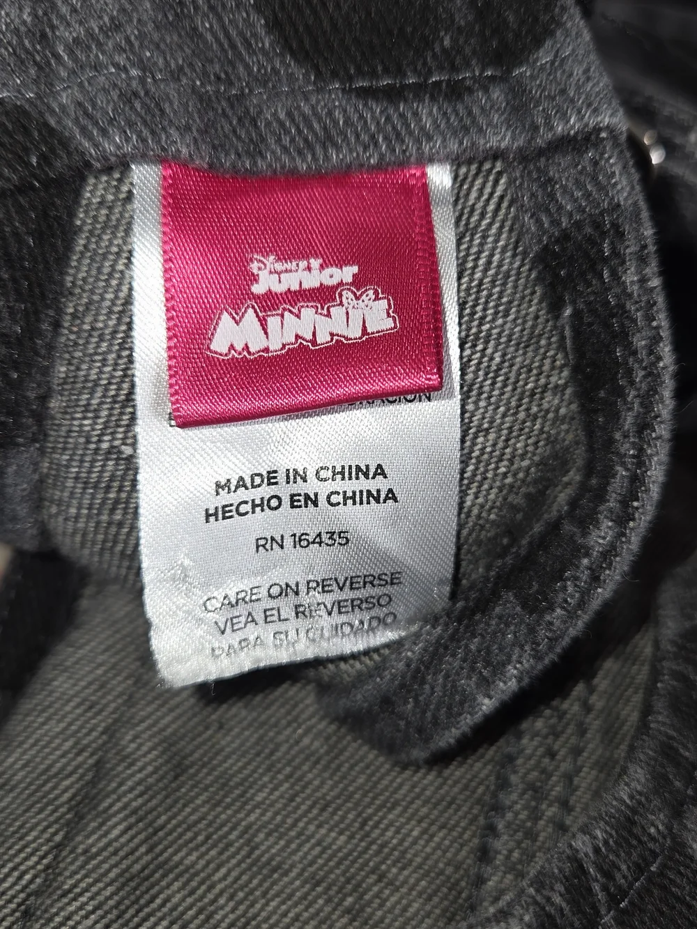 Disney Collection Minnie Mouse Gray Denim Jumper Dress Red Bows Size 6X SEE PICT